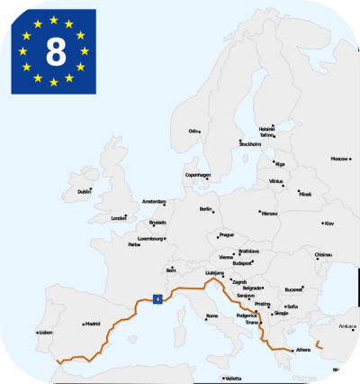itinéraire de tourisme à vélo européen EuroVelo 8