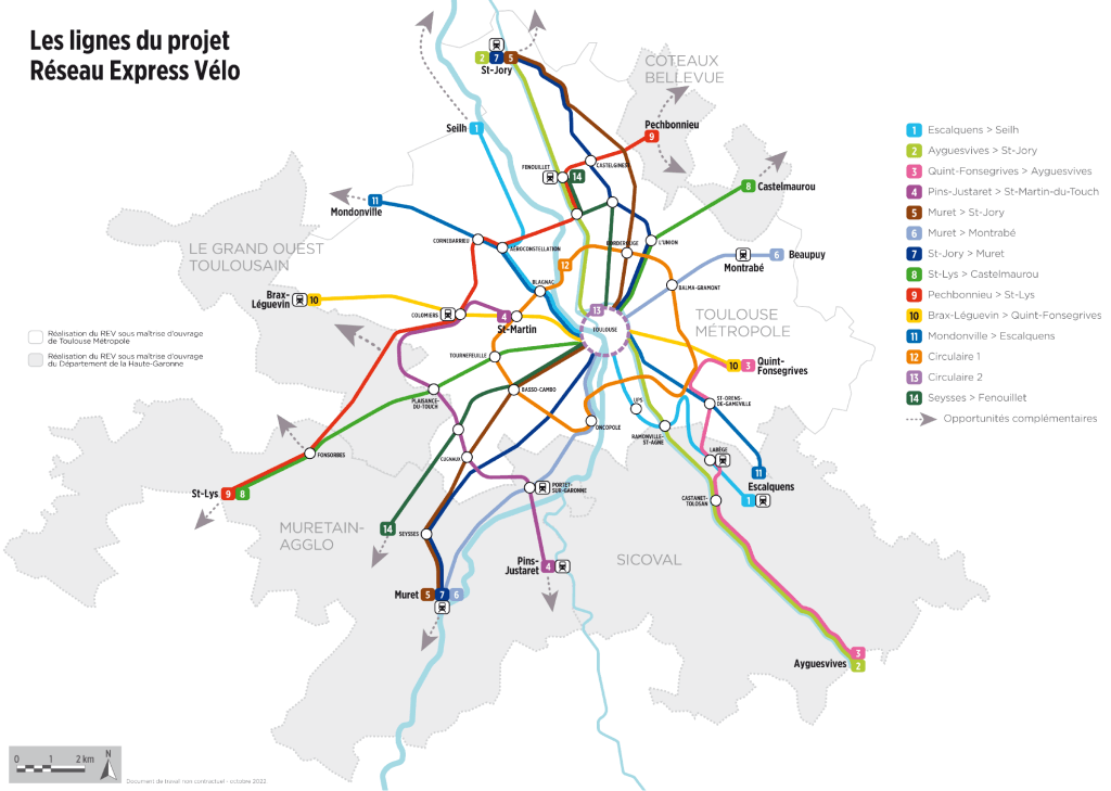 Exemple de projet de Réseau Express Vélo pour Toulouse Métropole 